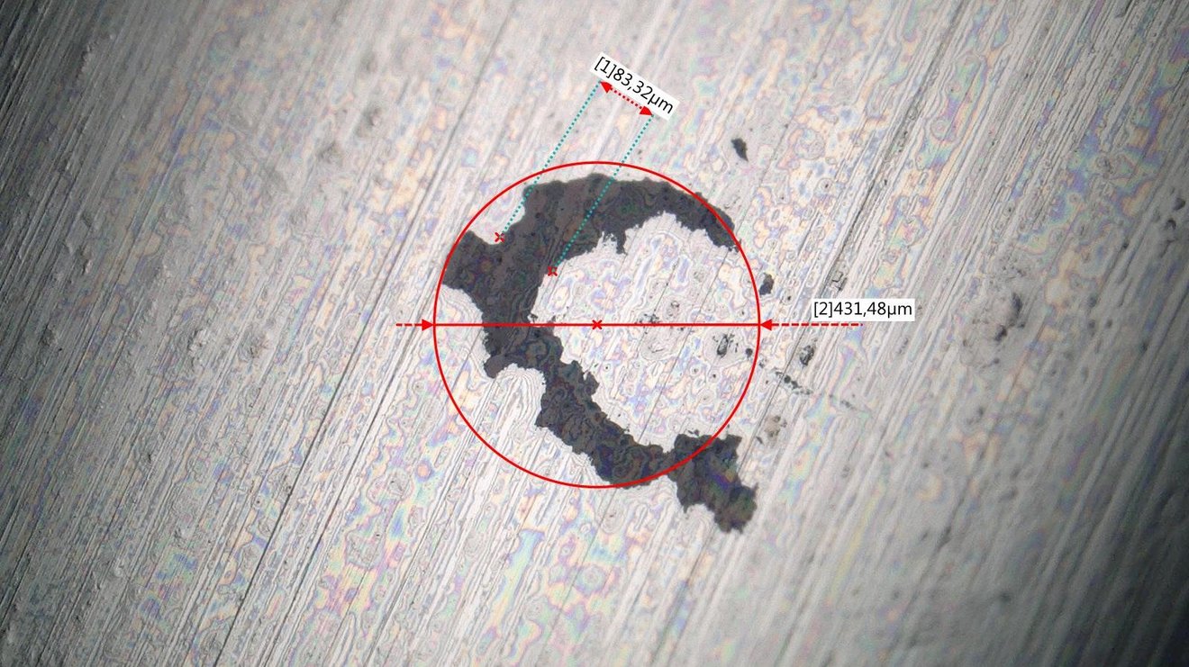 black spot on a test object